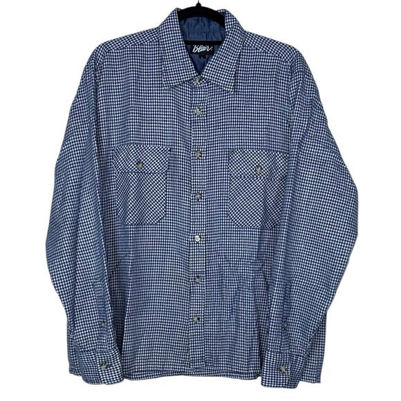 Vintage Casual Button Down Shirt, Plaid Button Front Mens Sz Large Blue White - Picture 1 of 6
